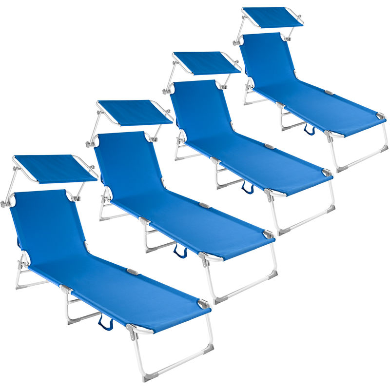 TecTake Chaise longue pliante transat bain de soleil pare soleil bleu jardin vacance fr 