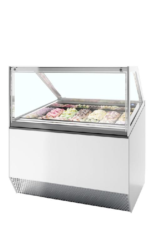 Vitrine congélateur de crème glacée blanc - vitre plate - 1166x1054x1356 mm - 12 bacs 5L - marque ISA - modèle MILLENNIUM ST12_0