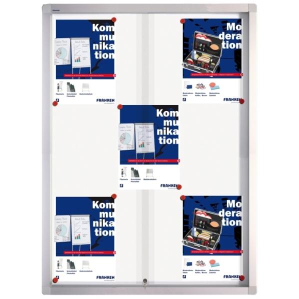 Vitrine intérieure Pro Line 9 x A4 - tableau blanc magnétique avec portes coulissantes verrouillables_0