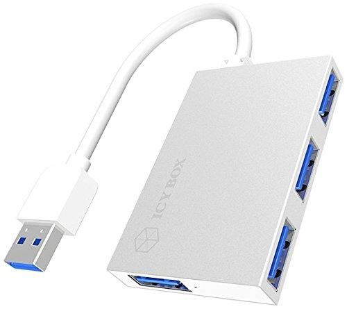ICY BOX IB-Hub1402 - Hub USB 3.0 (3.1 Gen 1) Type-A, 4 ports, 5000 Mbit/s, argent - Réf : 60005_0