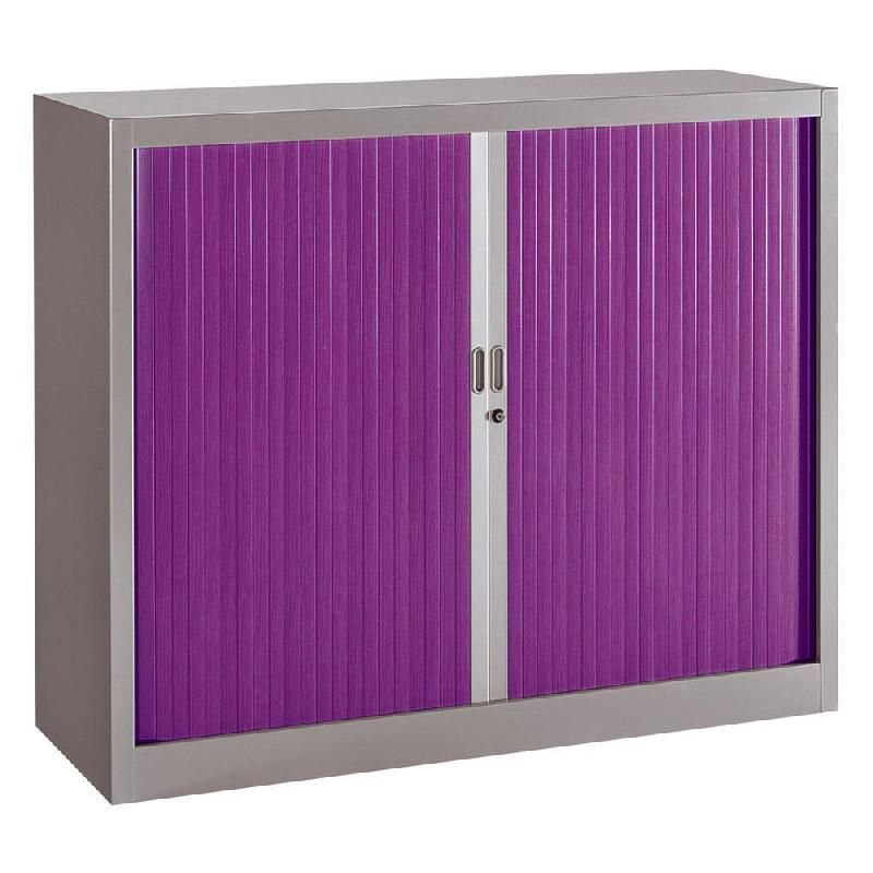 ARMOIRE MÉTAL CLASSTOUT COLOR - A RIDEAUX - L. 120 X H. 100 CM - CORPS ALUMINIUM  - RIDEAUX PRUNE