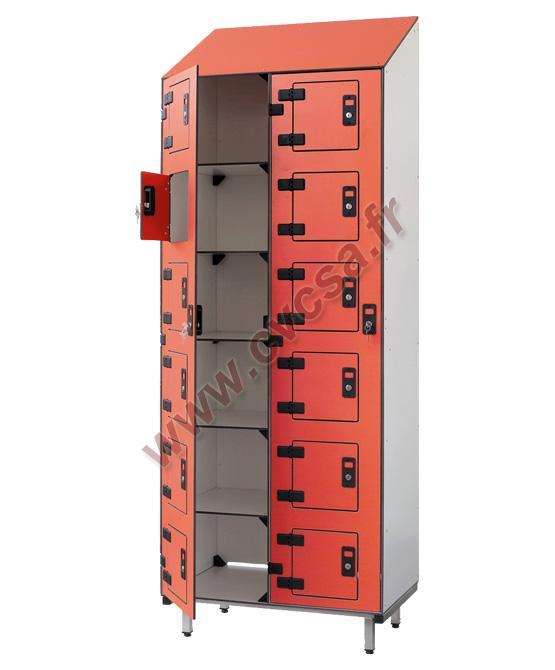 Armoires de stockage et de distribution stratifié - 6 cases - ouverture centralisée et individuelle_0