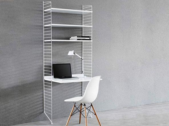 Bureau droit professionnel avec étagères String System - Designer suédois String - L80 x H200 cm_0