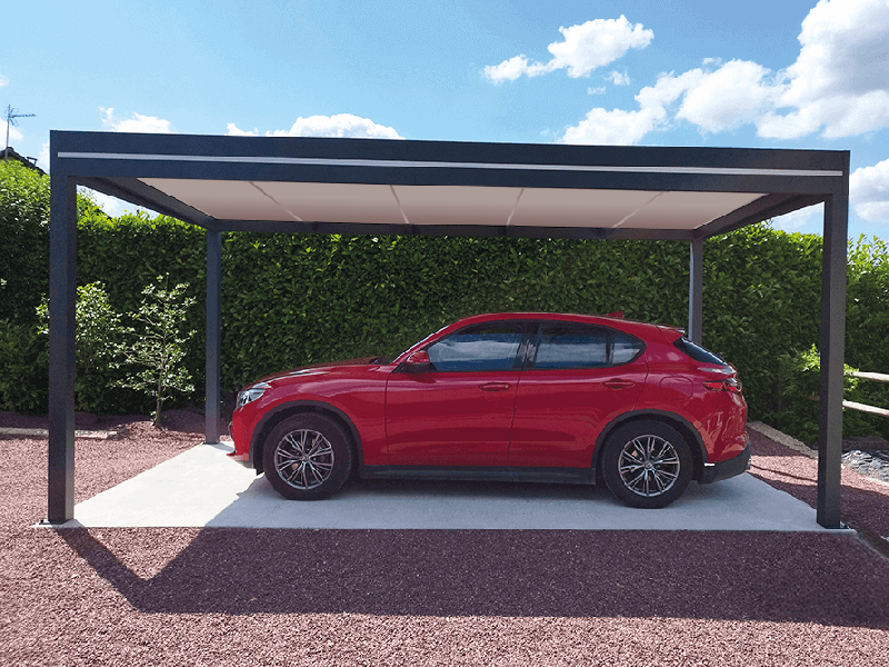 Carport en Aluminium Toit Plat Panneaux Sandwich Isolant 62mm OBX Autoporté Sur Mesure Référence: Carport OBX 62 ilot_0
