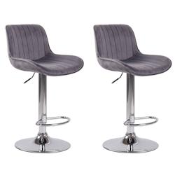 CLP Lot de 2 Tabourets de bar Lentini en Velours Pied trompette en Métal Gris foncé/Chrome - gris textile 320602_0