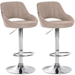 CLP Lot de 2 tabourets de bar Milet tissu Taupe/Métal chromé - gris textile 324404_0