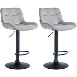 CLP Lot de 2 tabourets de bar Vonore velours Gris/Noir - gris textile 325257_0