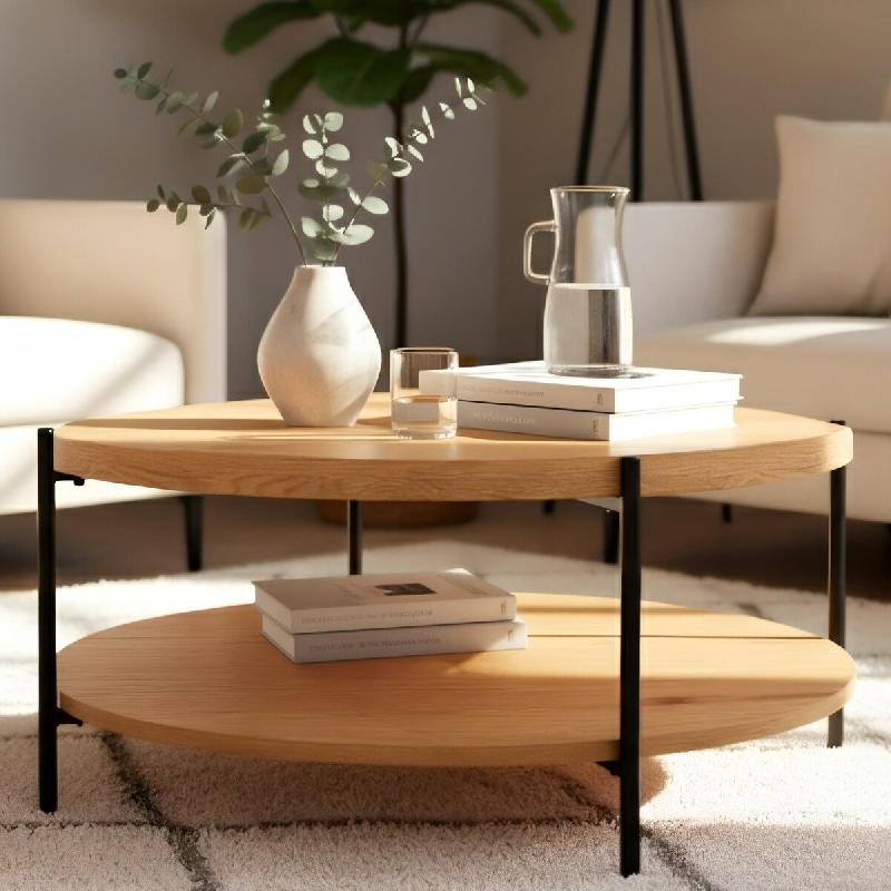 CLP Table basse Edduma Nature/Ø 80 cm - marron Bois manufacturé 326751_0