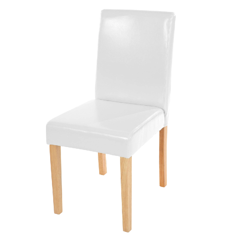 Décoshop26 - Chaise de salle à manger cuisine en synthétique blanc pieds en bois clair design moderne 04_0002338 - blanc 3000271232695_0