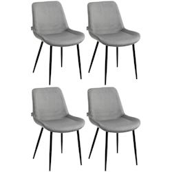 Décoshop26 - Lot de 4 chaises de salle à manger design moderne et confortable en velours gris et métal noir mat 10_0001843 - gris 3000250702003_0