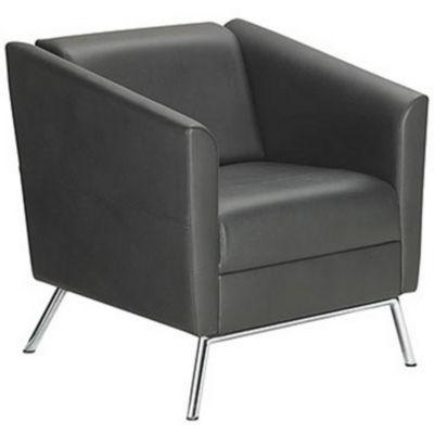 Fauteuil accueil LODGE Simili cuir Avec accoudoirs Noir_0