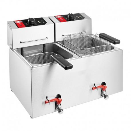 Friteuse professionnelle à poser triphasée 14-22 kg/h avec 2 cuves inox - 2x 7 l - FE7L2-400V_0