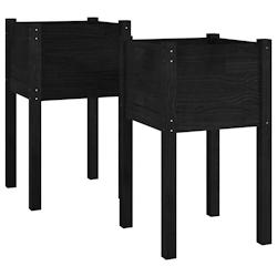 Helloshop26 - Jardinière bac lit surélevé plantes fleurs jardin terrasses d'extérieur lot de 2 40 x 40 x 70cm bois de pin massif 02_0038901 - 3000_0