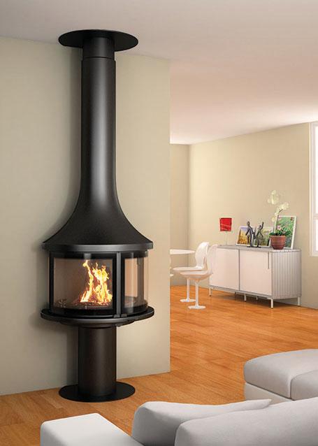Lea 998 - Cheminée murale vitrée sur pied sérigraphiée - 9,8 kW - Flamme verte 7_0
