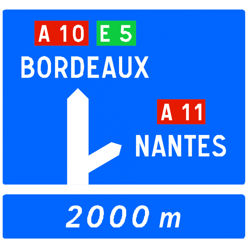 Panneau directionnel D52a - bifurcation autoroutière simple - gamme Innov de WP Signalisation_0