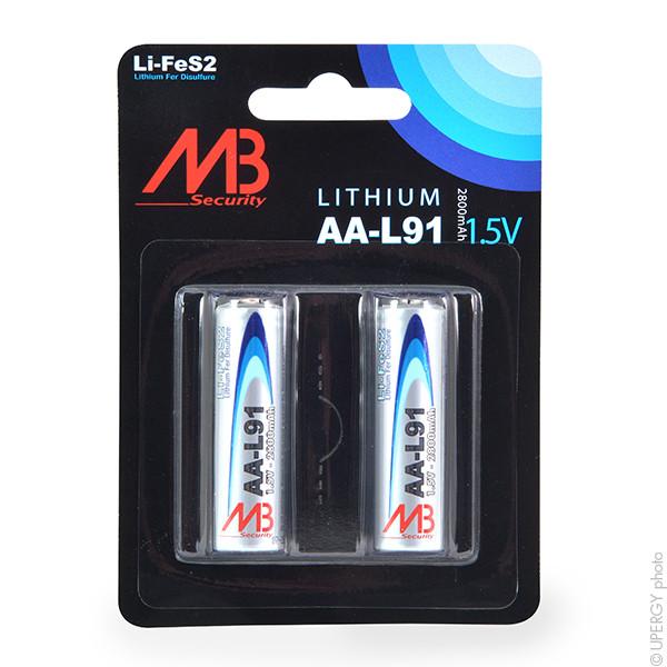 Pile lithium blister L91 AA 1.5V 2800mAh - Technologie lithium fer - Marque Microbatt - Lot de 2_0