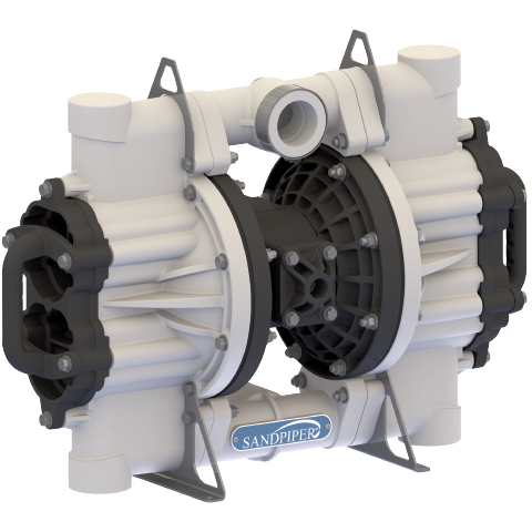 Pompe pneumatique à clapets plats en polypropylène, idéal pour transfert de fluides corrosifs et chargés en industrie chimique ou minière - hd20f sandpiper_0