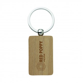 Porte-clés publicitaires Woody - Hêtre - 5,3 x 3,2 cm - Livré dans une boîte_0