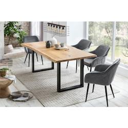SalesFever Chaise de salle à manger|Revêtement tissu aspect velours|cadre en métal réglable en hauteur|Matelassage diamant|L61xP60xH85cm|gris–no_0