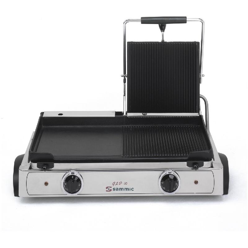 Sammic GLD-10 plaque électrique pour snack mixte 1/2 lisse 1/2 rainurée avec couvercle, 2900W, 230V, EU, 690x430x240 mm - 5100037_0