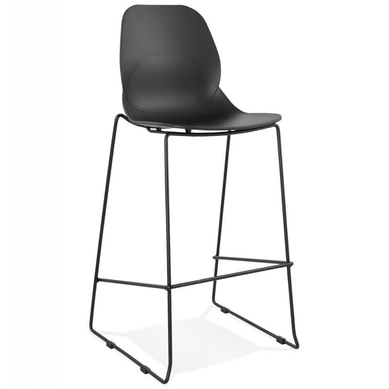 Tabouret de bar Garen 111cm noir - Métal et polypropylène - Compatible table haute - Paris Prix_0
