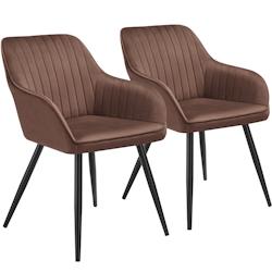 TecTake GmbH Lot 2 chaises de salle à manger en velours matelassées brun -405744 - marron acier 405744_0