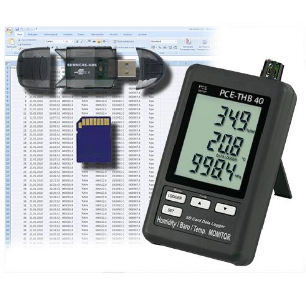 Thermo-hygromètre + baromètre pour paillasse ou accrochage au mur PCE-THB 40 - PCE INSTRUMENTS_0