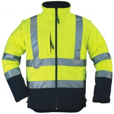Veste softshell haute visibilité - manches amovibles - jaune/marine - taille L - Euro Protection_0