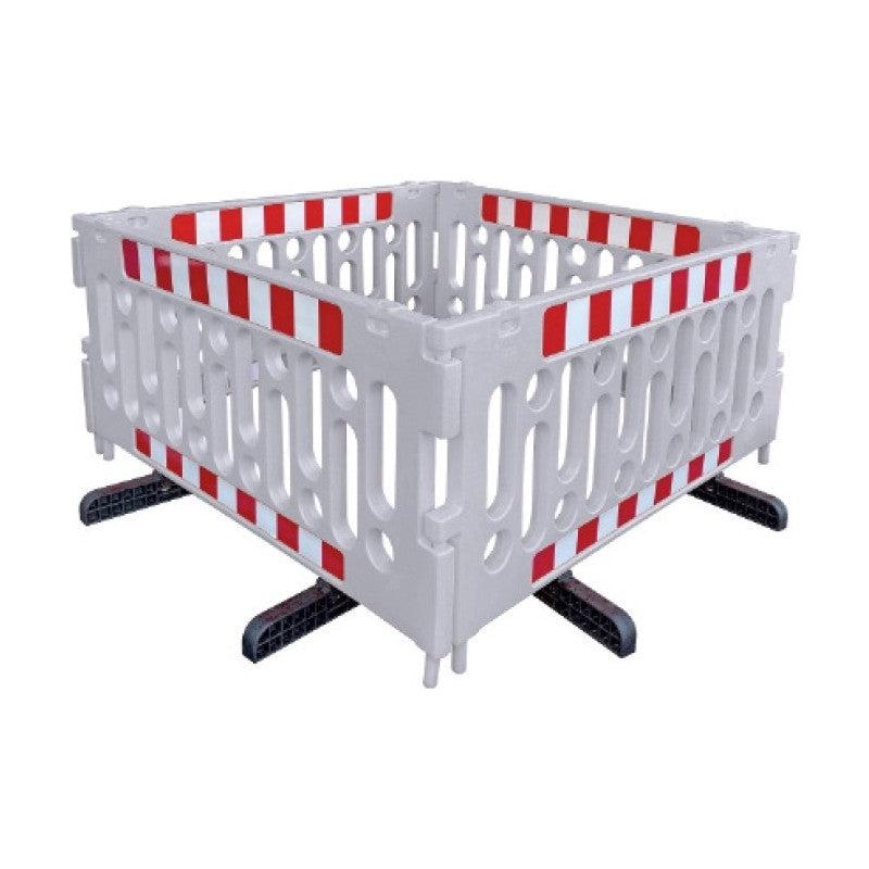 4x Barrières de sécurité en polypropylène - Gris / Avec pieds fixes / 2000_0