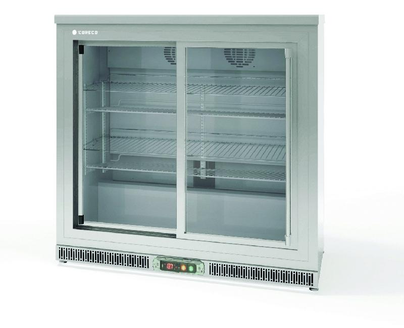 Arrière-bar positif professionnel inox prof 520 hauteur 850 2 portes vitrées coulissantes - ERHS-250-LI_0