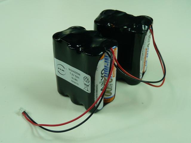 Batterie industrielle NiMH 12x AA 6S2P - 7.2V 5Ah - Connecteur Molex - Marque NX_0