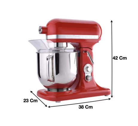 Batteur mélangeur 7 litres rouge - Réf: 7500R - Structure en acier peint - Bol inox - 3 accessoires fournis_0