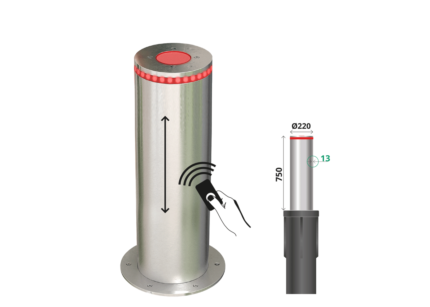 Borne automatique de haute sécurité ø220 x 750mm - h75013_0