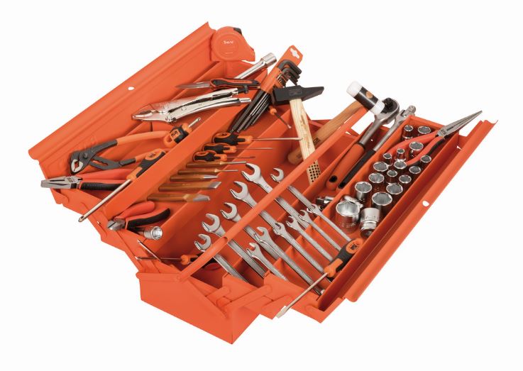 Caisse à outils métallique - 69 outils à usage général - Acier robuste avec 5 compartiments - Réf. 3149-ORTS1_0