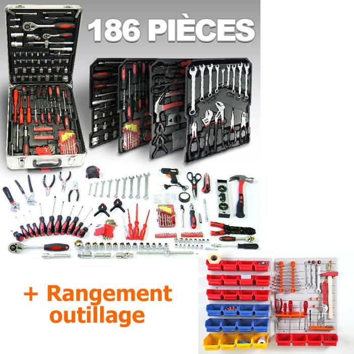 COFFRET OUTILLAGE LBH LB-428 + RANGEMENT OUTILLAGE MURAL 269 PIÈCES