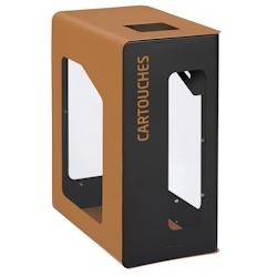 Rossignol - Borne de tri vigipirate 90L CUBATRI - cartouches gris manganèse/marron - marron métal - Acier poudré anti-UV et façades transparentes_0