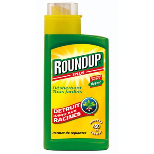 DÉSHERBANT ROUNDUP 3PLUS 500ML POUR TRAITER 470 M² TOUS TYPES DE JARDIN