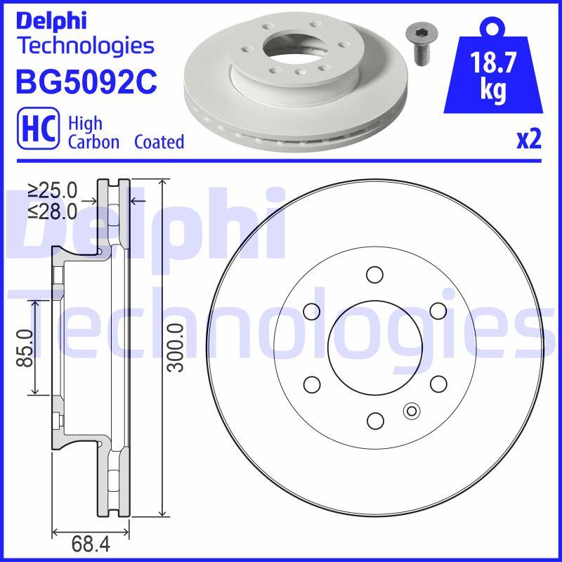 Disque de frein ventilé Delphi BG5092C - boîte de 2 disques pour assemblage avant_0