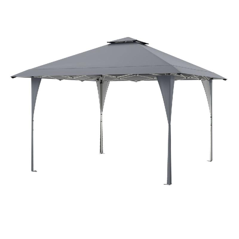 Helloshop26 - Tonnelle de jardin 395 x 395 cm avec ventilation améliorée et montage facile en tissu oxford gris 20_0014451 - gris métal 3000228262577_0