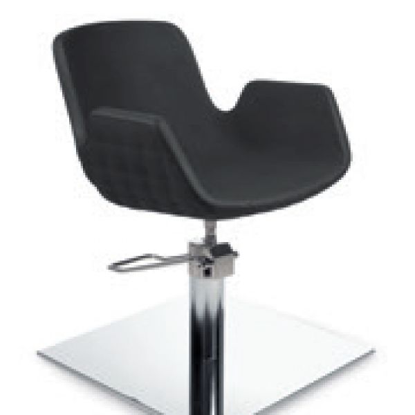 Fauteuil de coiffure - Tortue FB 730 YQ - design en polyuréthane noir avec base carrée et pompe hydraulique blocable_0