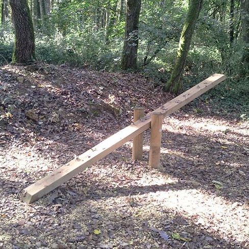 Module sportif poutre mobile basculante - virages - hauteur hors sol 600 mm - structure en pin classe 5 - 26514-01_0