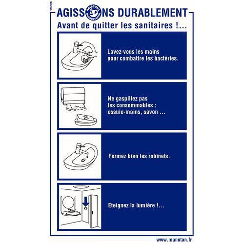 PANNEAU 330X200MM AGISSONS DURABLEMENT LES SANITAIRES