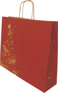 Sac en papier kraft - Noël « Christmas Shiny » - impression rouge - 2 dimensions disponibles - Made in Europe_0