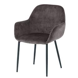 SIT Möbel Ensemble de 2 fauteuils en velours | Accoudoirs évasés | Revêtement en velours gris foncé | Pieds en métal noir | L 48 x P 57 x H 84 c_0