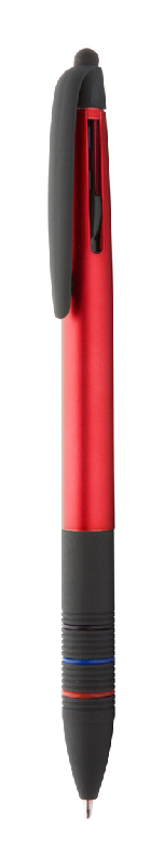 Stylo bille 3 couleurs avec stylet et embase en gomme - encres noire, bleue et rouge_0
