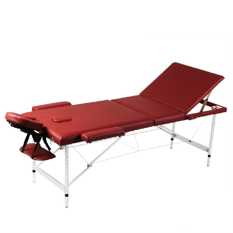 TABLE PLIABLE DE MASSAGE 3 ZONES AVEC CADRE EN ALUMINIUM ROUGE 02_0001894_0