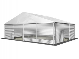 Tente de stockage fermée - structure fixe en aluminium et acier - couverture PVC multi-éléments - porte, fenêtre et éclairage_0