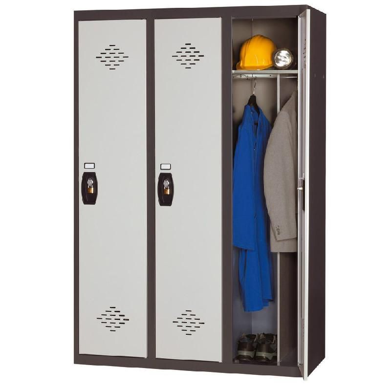 VESTIAIRE AVANTAGE - INDUSTRIE SALISSANTE - 3 COLONNES - CORPS ANTHRACITE - PORTES GRIS
