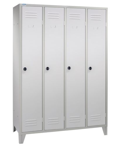 Vestiaire métallique monobloc - 4 casiers - structure soudée - coloris gris RAL7035_0