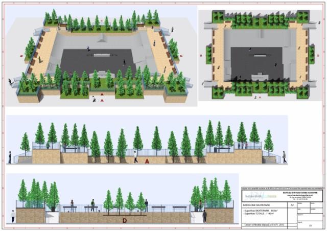 Conception de skatepark hors-sol Babylone - 450m² - végétalisation et aménagement sur mesure_0